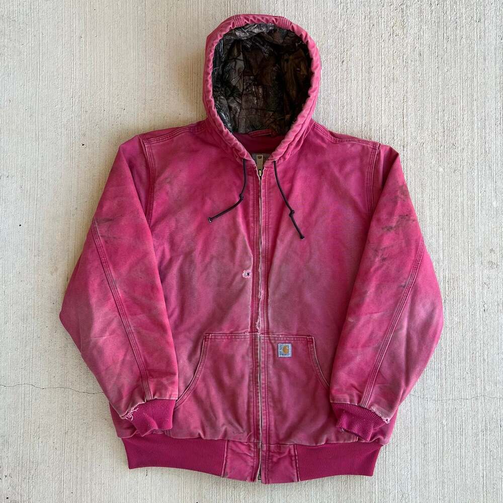 Carhartt WOMENS pink camo lined hooded work wear jacket